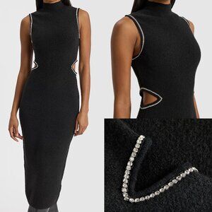 NEW Express Women Embellished Cut Out Sleeveless Mock Neck Midi Sweater Dress
